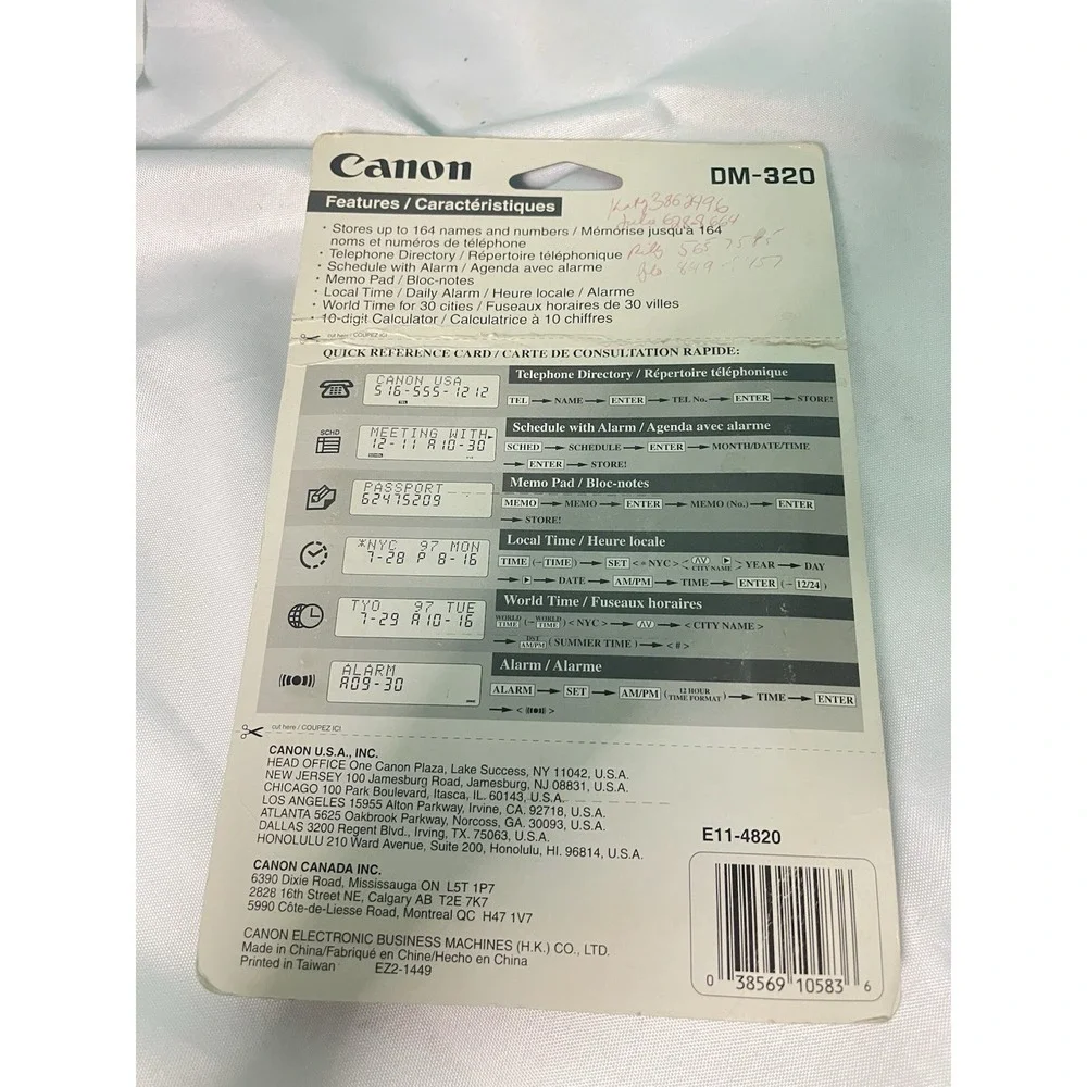 Canon DM-320 Electronic Organizer (E11-4820) Vintage Tech,‎ NIP New on Card